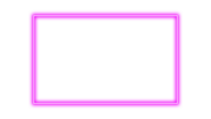 A vibrant magenta neon rectangle frame with a sleek white accent, all set against black.