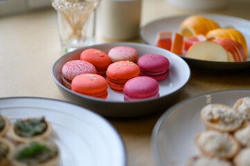 Macarons dessert on a plate