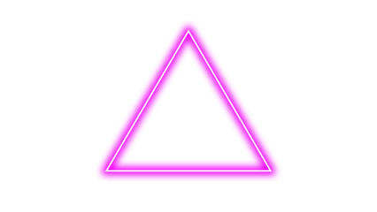 A vivid magenta triangle with white outline pops against the stark black background.