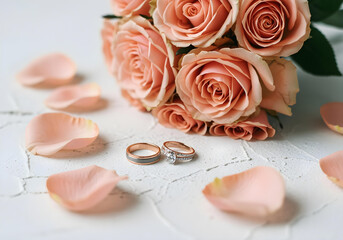 wedding rings and roses