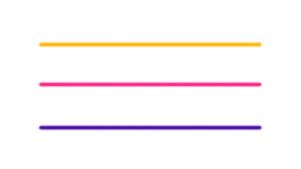 Three horizontal lines of vibrant colors create a simple and bold abstract design.