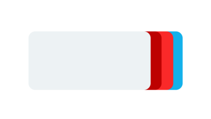 Overlapping rounded cards create a layered effect of white, red, and blue, minimal style.