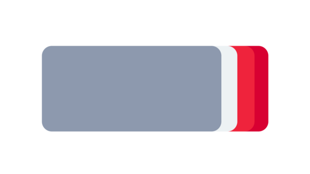 Abstract composition features rounded rectangles in gray, white, and red on black.