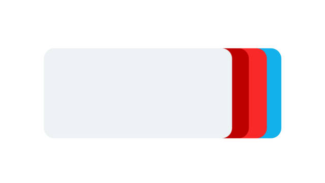 Overlapping rounded cards create a layered effect of white, red, and blue, minimal style.