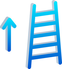3D Ascend Icon with Ladder and Up Arrow
