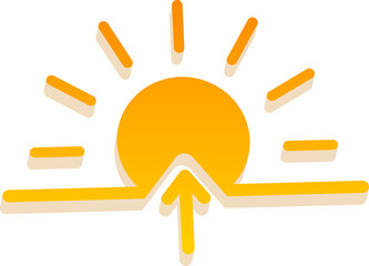 3D Sunrise Icon with Sun Rising Above Horizon