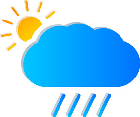 3D Weather Icon with Cloud, Sun, and Rain
