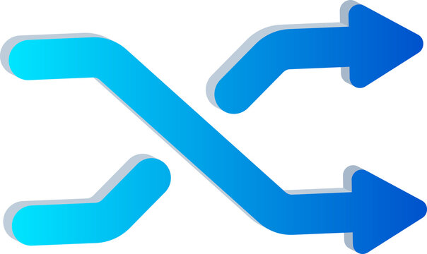 3D Shuffle Icon with Crossing Arrows