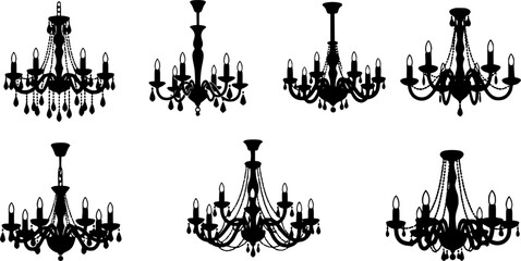 Chandelier silhouette, Crystal chandelier silhouette, Chandelier, Decoration light, Vintage chandelier, Candlestick silhouette, Vintage chandelier silhouette