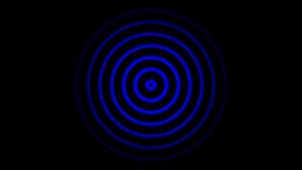 Blue spiral radio wave station. Radio wave signal animation on black background. Radio wave signal and sound wave signal, radar animated. Technology radio waves signal icon. - Powered by Adobe