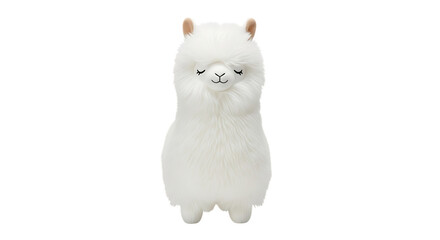 Fluffy white alpaca plush toy with closed eyes stuffed animal