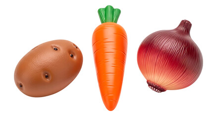 Potato carrot and red onion on black background vegetables