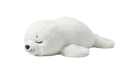 White plush seal toy lying down animal