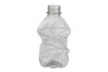 Crushed clear plastic bottle signifying environmental impact, plastic pollution, and the importance of recycling and waste reduction