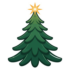 Stylized green christmas tree with a bright star topper