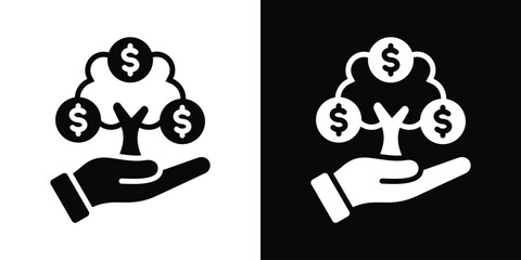 Return On Investment  Icon Set White And Black Background Style
