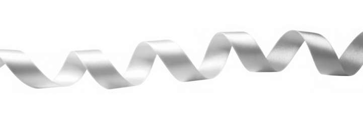 Silver ribbon white satin curly scroll png bow set isolated on transparent background for Christmas, brithday and wedding card confetti design decoration