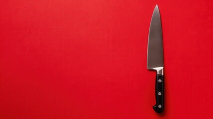 chef's knife red background copy space