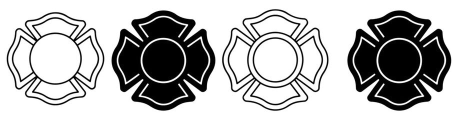 firefighter maltese cross emblem icons
