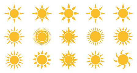yellow sun icon radiant symbol set
