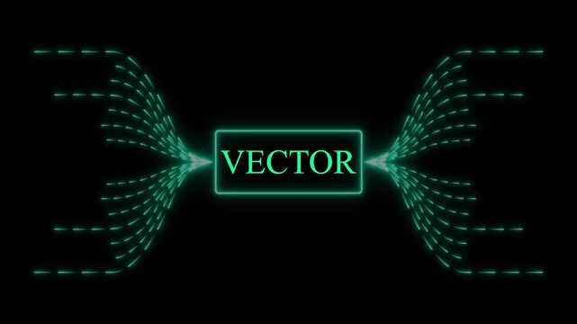 Glowing Neon Vector Text on Black Background with Flowing Lines