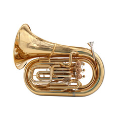 Shiny Brass Tuba Instrument isolated on a transparent background
