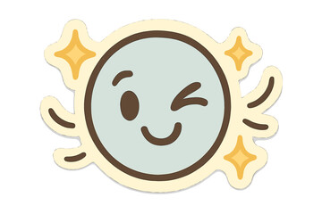 Obraz premium Smiling face with a wink and a star on it