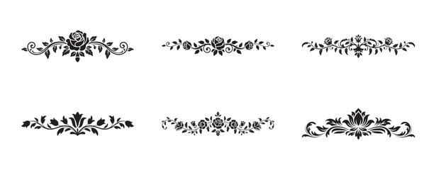 Obraz premium Elegant floral ornamental dividers set on white background