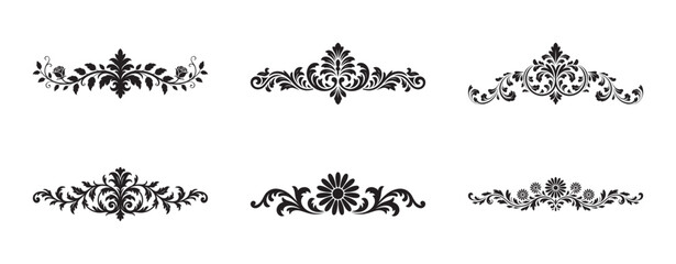 Elegant floral decorative dividers, flourishes, and ornaments set.