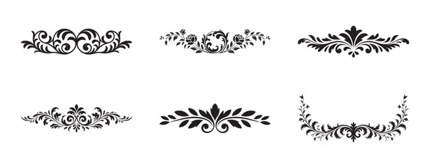 Elegant floral swirls and borders in black and white graphic design