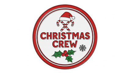 Obraz premium “Christmas Crew Badge Design with Santa Hat, Candy Canes and Holly Illustration”