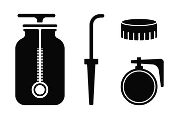 Vintage laboratory equipment silhouette illustration