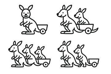 Obraz premium Four different drawings of kangaroos in a row