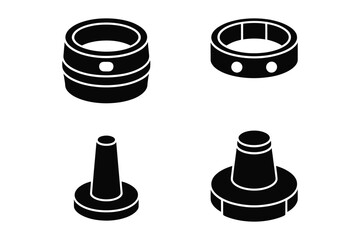 Isometric illustration of mechanical components and bushings