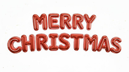 Shiny red balloon letter text spelling out merry christmas isolated on white background