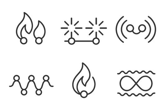 The image is a set of six different icons, all of which are black and white