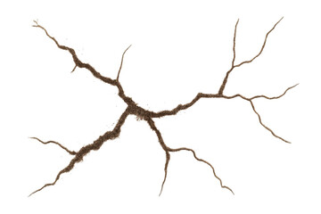 Dry ground cracks spreading, indicating drought, environmental damage, and land erosion, with transparent background
