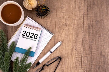 2026 Calendar with copy space New Year concept