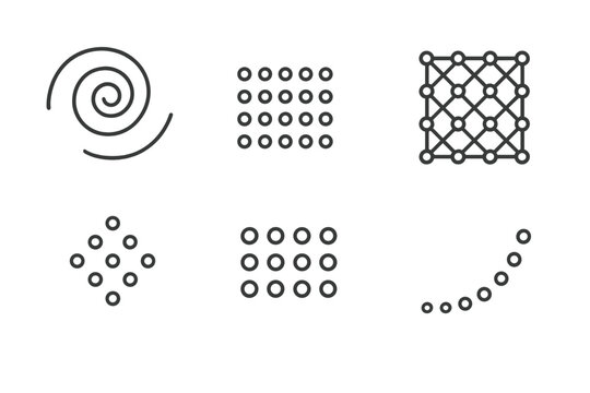 Six different shapes, all of which are circles