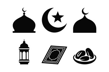 Islamic symbols and objects silhouette collection