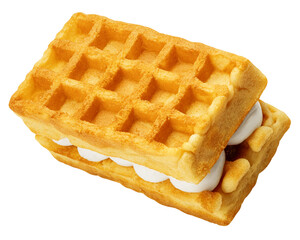 Viennese Waffle with cream isolated, full depth of field