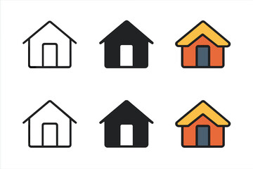 Fototapeta premium Emergency Shelter Designs. Compact emergency shelter with pitched roof and minimal structural details, minimal vector icon, first