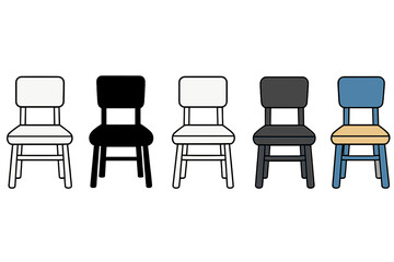 Stylized Chair Cushions. Chair Cushion Rest first in line style with thin outline, second in solid style filled shape, third in