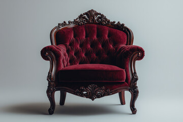 Elegant Red Velvet Armchair