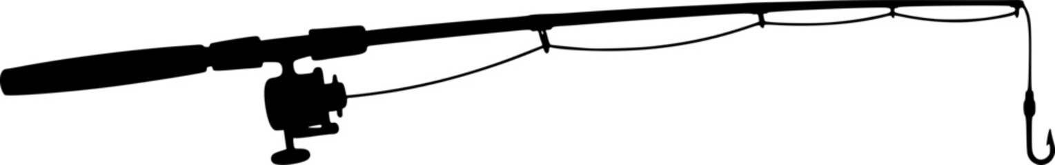 fishing rod silhouette, fishing rod icon, vector illustration
