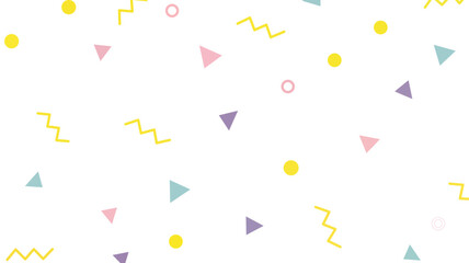 Pastel geometric confetti pattern on a