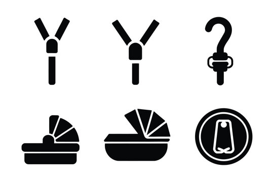 Collection of baby stroller and accessory icons