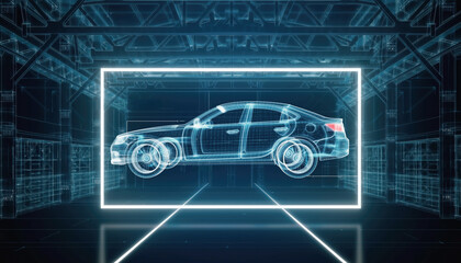 Innovation: A futuristic and modern presentation of a car with an illustrative design.