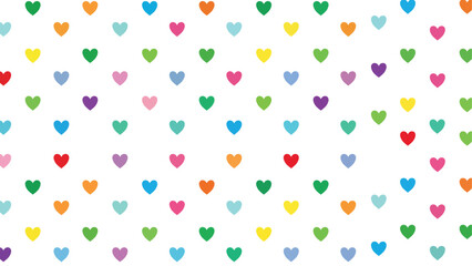 Seamless pattern of colorful tiny heart shapes scattered on