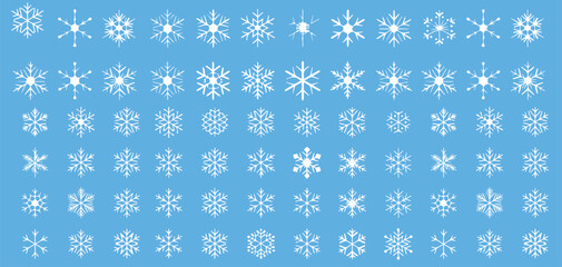 Elevate your winter designs with crisp, unique snowflakes against a serene blue. Perfect for holiday cards, backgrounds, and seasonal promotions.